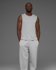 Men's Breathable <b>Knitted</b> Polyester/Cotton Fitness Tank <b>Top</b> <b>Sleeveless</b> Workout Vest Loose Fit Yoga Athletic Training Shirt - Product Image 4