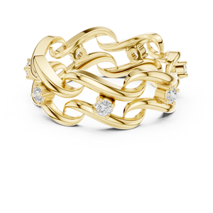 Anillo de Diamantes con Diseño de Viña Trenzada para Mujer, Chapado en Oro Amarillo, Joyería de Compromiso, Corte Brillante Redondo, Regalo de Aniversario - Product Image 2