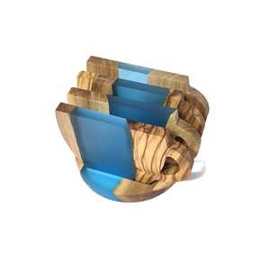 New Design Wooden Resin Joined Mats & Pads Unique <b>Cup</b> Shape <b>Tea</b> Coffee Coasters Epoxy Resin Wooden Coasters <b>Set</b> with Holder - Product Image 3