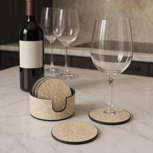 Sous-verres personnalisés en nacre, sous-verres en mosaïque laquée nacrée, sous-verres faits à la main pour tasses à thé, cadeau pour la cuisine, boissons chaudes, ronds - Product Image 1