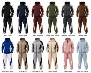 Men's White Blue Color Blocking Tracksuit Full <b>Zip</b> <b>Hooded</b> Sporty Style Regular Fit Autumn Wear With Side Pockets - Product Image 6