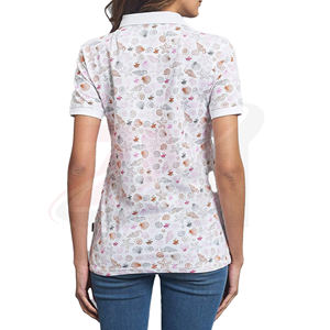 Camiseta polo estampada para mujer con diseño de conchas y estrellas de mar, manga corta, informal, camisetas polo de moda para mujer - Product Image 2