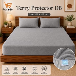 Waterproof Terry Mattress Cover 75x60x13 Inch for Hotels-Plain Design - Product Image 2
