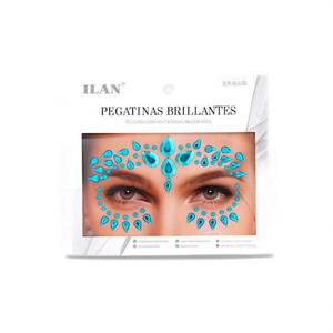 Adesivi per il Viso ILAN con Strass Scintillanti Blu 27838 Decorazione per Occhi - Product Image 1