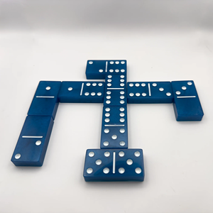 Jeu de dominos en résine bleue fait main, boîte noire brillante, décoration artistique pour la maison, cadeau artisanal, jeux, boîte cadeau écologique, couleur personnalisée - Product Image 3