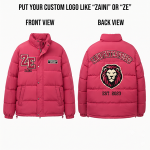 400 GSM Premium Cotton Filled Hooded Windproof <b>Waterproof</b> Garment Dyed Men's Puffer <b>Jacket</b> <b>Pink</b> Horizontal Quilted Panels - Product Image 1