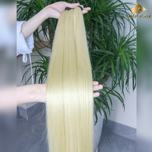 Extensiones de Cabello Rubio Platino al por Mayor, Cabello Humano Virgen Vietnamita Liso de Doble Trama, Sin Trama, Venta al por Mayor - Product Image 1