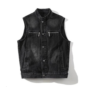 Chaleco vaquero de alto rendimiento para exteriores, estilo streetwear, sin mangas, de algodón grueso, tipo biker, para viajar y montar. - Product Image 6