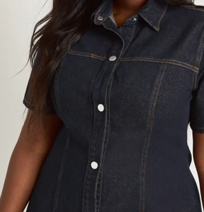 Vestido Camisero de Mezclilla con Botones para Mujer, Ropa Casual de Moda, Logotipo Personalizado, Marca Privada, Proveedor de Ropa al por Mayor, OEM Personalizado - Product Image 6
