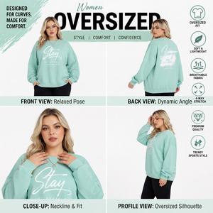 Sweat-shirt oversize à col rond imprimé pour femme, pull à épaules tombantes, haut décontracté en molleton bouclette pour l'hiver - Product Image 5