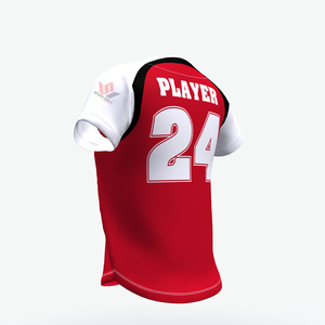 Maillot de baseball rouge pour homme, manches courtes, impression sublimée, polyester respirant, numéro d'équipe 24, fermeture à boutons, coupe classique - Product Image 6