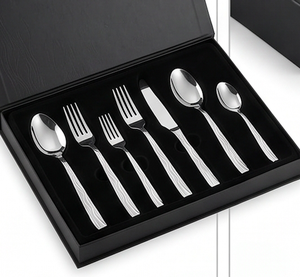 Ensemble de couverts modernes en acier inoxydable avec design de manche ondulé, passe au lave-vaisselle, pour les occasions de mariage, ensemble de 5 couverts - Product Image 6