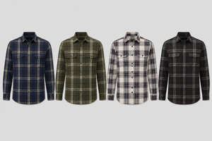 Chemise à manches longues pour homme, à carreaux, boutonnée, en popeline tissée, col rabattu, tenue formelle ou décontractée - Product Image 5