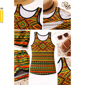 Conjunto de 2 Piezas de Ropa Tradicional Africana para Mujer, Top Corto y Camiseta sin Mangas, Transpirable, de Secado Rápido y Ligero |   Proveedor Mayorista OEM - Product Image 6