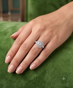 Elegante Anillo Solitario de Doble Círculo con Halo, Anillo de Compromiso con Diamante Americano Brillante, Anillo de Cóctel de Lujo, Joyería al por Mayor - Product Image 2