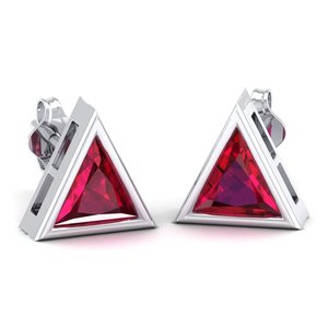 REYES - Pendientes de Oro de 14K con Diamantes Certificados por IGI, Diseño de Última Moda, Forma Triangular, Gema de Rubí de 1.9 Quilates - Product Image 5