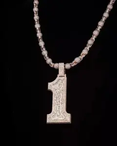 Pendentif en argent sterling pour femme avec lettre personnalisée en moissanite véritable de 4 carats, coupe ronde, plaqué or jaune 14 carats - Product Image 2