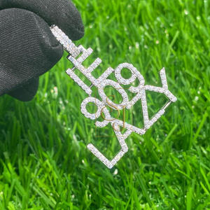 จี้เพชรทรงเหลี่ยมเจียระไนแบบพิเศษ ตัวอักษรหรือตัวเลขเงินแท้ 925  พร้อมสร้อยคอชื่อสั่งทำได้ - ไอเดียของขวัญสุดอินเทรนด์ - Product Image 4