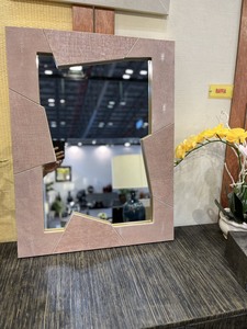 Hot sale high quality luxury Ratan Large Modern Handmade 100% Faux Shagreen <b>Wall</b> <b>Mirror</b> from Vietnam for Bathroom and Hotel - Product Image 6