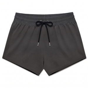 Shorts de sport tricotés taille haute couleur unie pour femme, respirants, séchage rapide, avec cordon de serrage, coupe régulière, en Spandex - Product Image 1