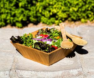 Handmade wooden serving bowl natural finish <b>kitchen</b> dining salad fruit serving eco friendly durable design - Product Image 2