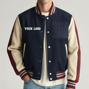 Chaqueta Varsity Acolchada de Algodón 100% con Bloques de Color, Personalizable con Logotipo Bordado, Estilo Urbano para Hombre, OEM/ODM - Product Image 4