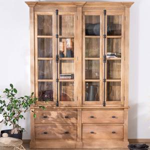 Vandana Autumn Grain Solid mango wood <b>sideboard</b>, 170 cm, with glass doors and drawers, Santa - Product Image 3