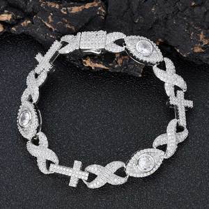 Collier chaîne à maillons croisés en argent 925 avec diamants de laboratoire pour homme, pierres rondes glacées, bijou de mode de luxe, cadeau - Product Image 4