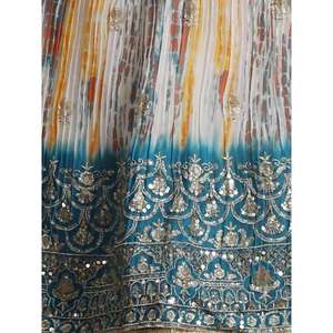 Placer blanco y azul lentejuelas Chinon ropa festiva Lehenga Choli vestidos elegantes para mujeres - Product Image 2