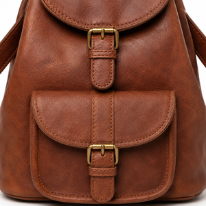 Sac à dos vintage en cuir marron avec poche avant, imperméable, 20-35L, bretelles réglables, pour voyage, université, bureau, usage quotidien - Product Image 4