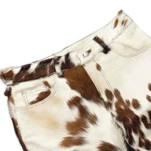 Custom Men's High Street Style Solid Cowhide <b>Leather</b> <b>Shorts</b> Mid Side Pockets Breathable Quick Dry Zipper Fly Premium - Product Image 5