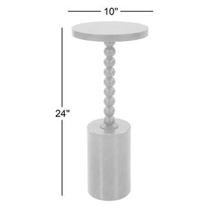 Table d'appoint ronde sculpturale avec colonne perlée artistique, base surélevée et plateau de présentation surélevé pour espaces modernes - Product Image 5