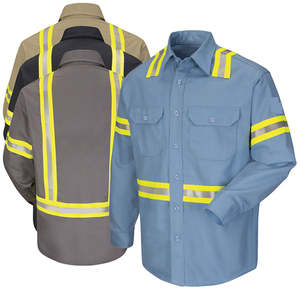 Veste de sécurité personnalisée pour homme à manches longues, haute visibilité, classe 1 ANSI, imperméable, avec bandes réfléchissantes, boutonnée, pour mécanicien - Product Image 5