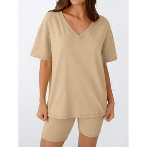 2025 primavera moda Moda reina Mujer dos piezas para salón conjuntos verano trajes a juego Tops pantalones cortos rodilla chándales para Vacati - Product Image 5