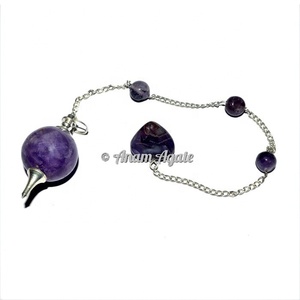 หินอเมทิสต์ทรงลูกตุ้มคริสตัล7-Chakra 6เหลี่ยมสำหรับขายออนไลน์งานตามสั่ง - Product Image 2