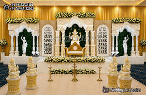 ตกแต่งเวทีงานแต่งงานแบบกูจาราติพร้อมฉากหลังแบบพรีเมียม ตกแต่งเวทีงานแต่งงานแบบอินเดียสุดหรู ตกแต่งเวทีงานแต่งงานแบบพระราชวังมหาราชา - Product Image 4