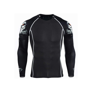 ชุดออกกำลังกายผู้ชายสำหรับผู้ใหญ่  รับสกรีนโลโก้ ระบายอากาศได้ดี เหมาะสำหรับฟิตเนส โยคะ กางเกงเลกกิ้งรัดรูป เสื้อแขนยาว ผ้ายืดสแปนเด็กซ์/ไนลอน - Product Image 2