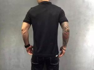 Camisetas Polo Casuales Lisas Negras para Hombre, Camisetas Polo Bordadas 100% Algodón con Logotipo Personalizado - Product Image 2