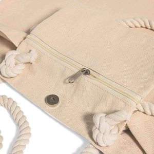 Sac fourre-tout de plage en toile de coton avec poignées en corde, soufflet à œillets, ouverture supérieure, personnalisable avec logo, vente en gros, promotionnel, pour courses - Product Image 6