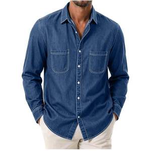 Camisa de Mezclilla para Hombre, Estilo Único, Ropa de Verano, Textura Suave, Camiseta Ajustable, Venta al Por Mayor, Jeans de Mezclilla de Algodón Personalizados OEM - Product Image 2