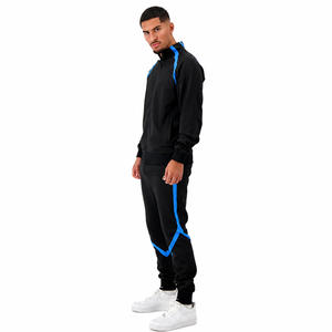Conjunto Deportivo para Hombre, Sudadera y Pantalones con Cierre de Cremallera Completa, Rayas Azules y Negras, Ropa Deportiva para Otoño - Product Image 3