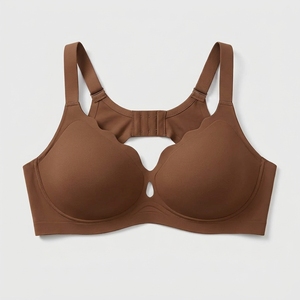 Soutien-gorge de sport sans couture pour femme, col en V profond, maintien moyen, couleur unie, bretelles réglables, vêtements de yoga, spandex, polyester - Product Image 1