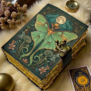 Diario de Cuero Vintage Luna Moth, Libro de Sombras, Grimorio, Diario de Escritura de Cuero Genuino Hecho a Mano, Cuaderno de Regalo con 400 Páginas Decoradas - Product Image 3