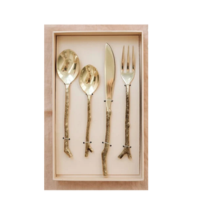 Flatware <b>Sets</b> Brass Spoon Birds And With Stem Handle <b>Dinner</b> Mirror Polished With <b>Black</b> Box - Product Image 2