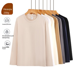 Bangladesh China Factory Price 230g Pure Cotton <b>Men</b> <b>Long</b> Sleeve <b>T</b>-<b>Shirt</b> Crew Neck Loose Fit Casual Heavyweight <b>Long</b> Sleeve - Product Image 1