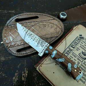 Cuchillo de caza artesanal de acero raspado tipo Bull Cutter, estilo vaquero occidental, con empuñaduras fijas de resina acrílica, grado industrial, OEM, para exteriores - Product Image 2