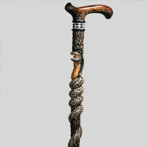 This luxury <b>white</b> walking stick features an ornate gold knob handle with decorative <b>hanging</b> chains available at wholesale prices - Product Image 4