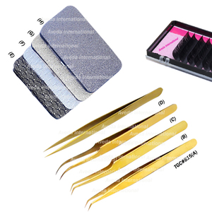 Pince à cils à pointe en fibre pour extensions de cils volume, avec logo personnalisé, impression dorée, marque privée - Product Image 6