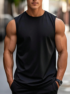 Camisetas sin mangas casuales para hombre, para gimnasio, con cuello en V, transpirables, de punto, para musculación, 100% poliéster, lisas, personalizadas - Product Image 3