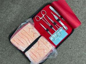 Kit complet d'entraînement aux sutures pour étudiants en médecine avec coussinet en silicone et instruments en acier inoxydable pour la formation clinique - Product Image 6